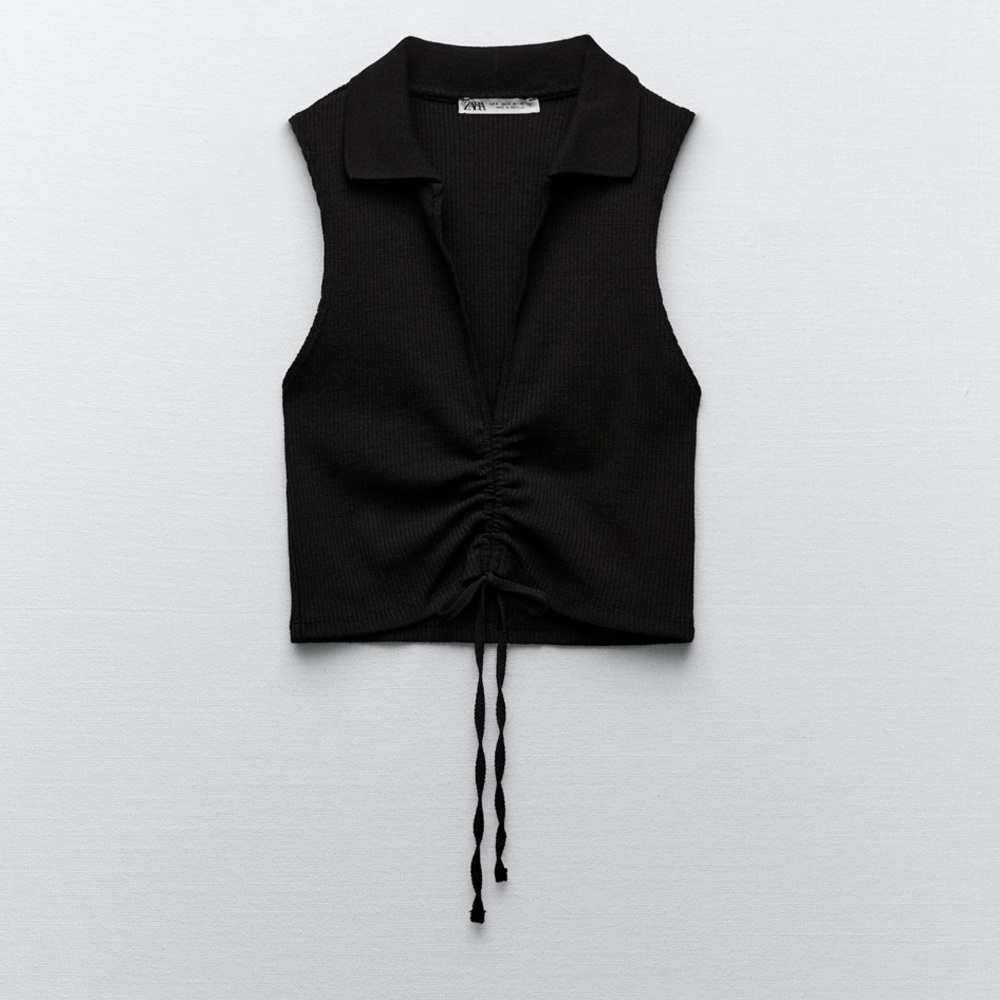 Zara Rib Polo with Gather Detail top - Picture 2 of 8